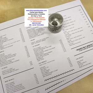 Cartas para Bares y Restaurantes de Usar y Tirar personalizadas con papel normal o reciclado Cartas de Menús para Hoteles Cartas de Precios de Menú Baratas Impresión Económica